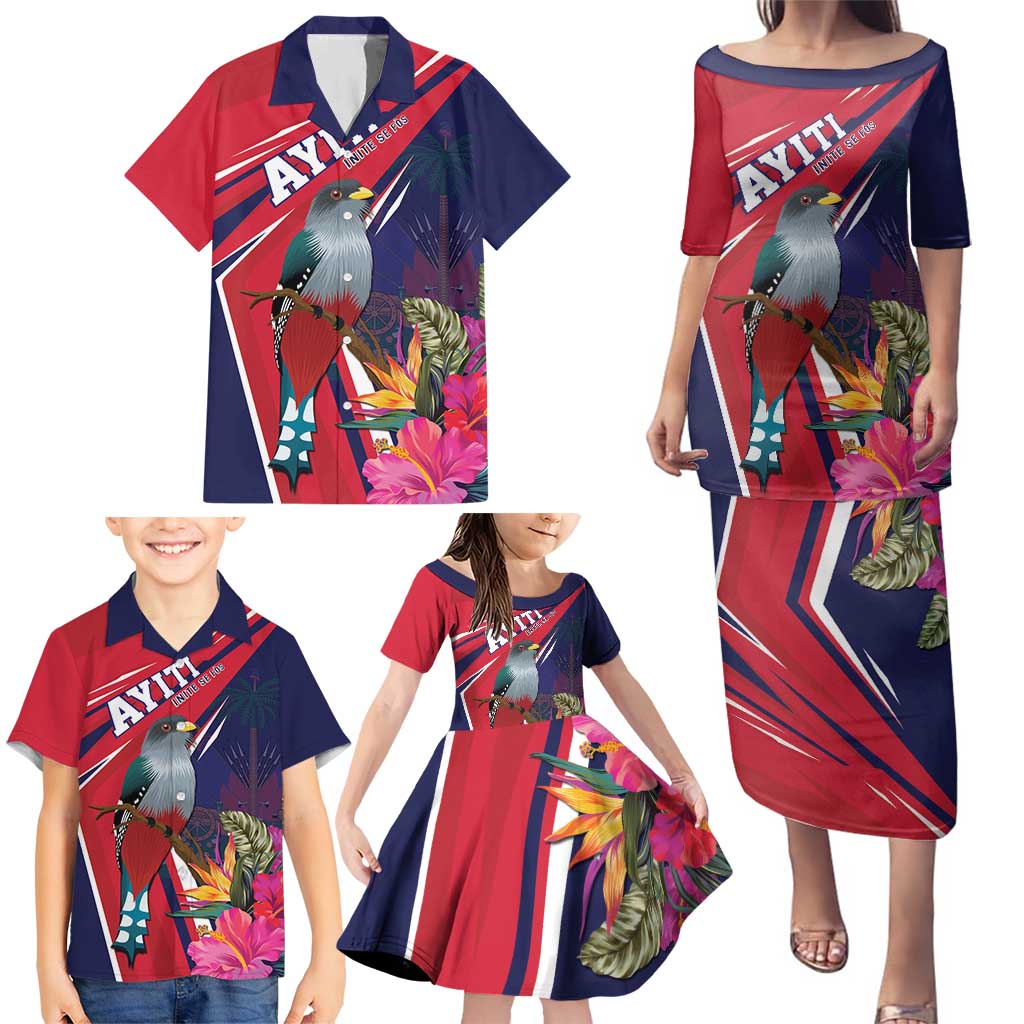 Haiti Personalized Family Matching Puletasi and Hawaiian Shirt Hispaniolan Trogon Tropical Vibes