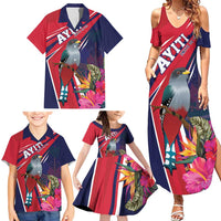Haiti Personalized Family Matching Summer Maxi Dress and Hawaiian Shirt Hispaniolan Trogon Tropical Vibes
