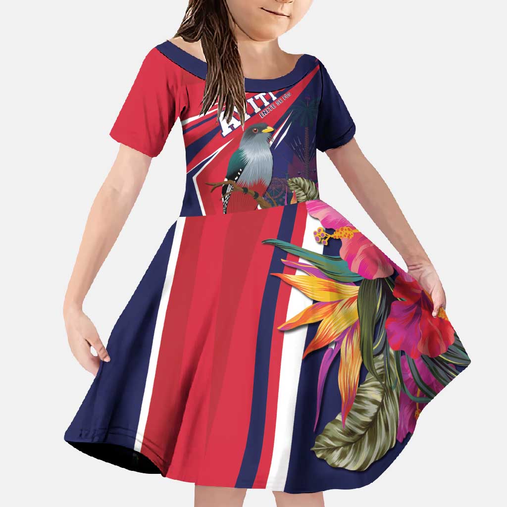 Haiti Personalized Family Matching Tank Maxi Dress and Hawaiian Shirt Hispaniolan Trogon Tropical Vibes