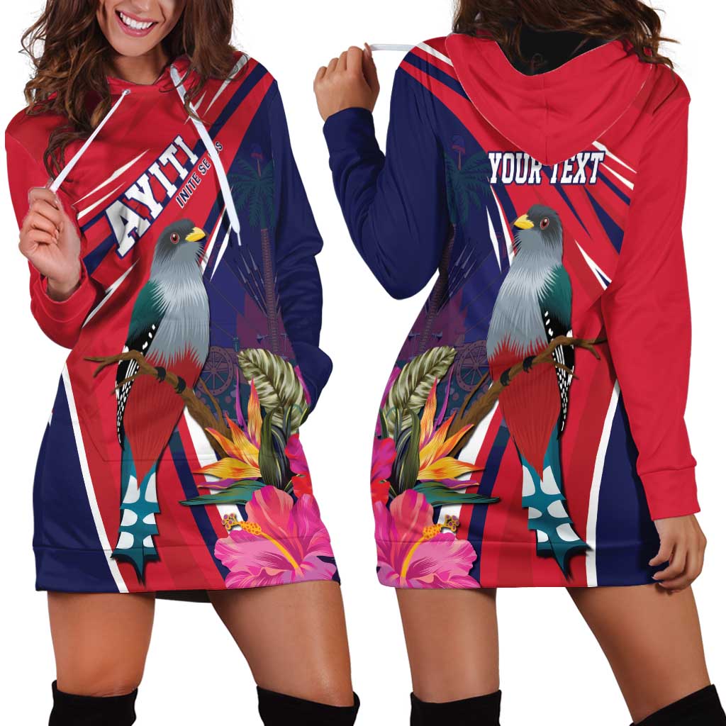 Haiti Personalized Hoodie Dress Hispaniolan Trogon Tropical Vibes