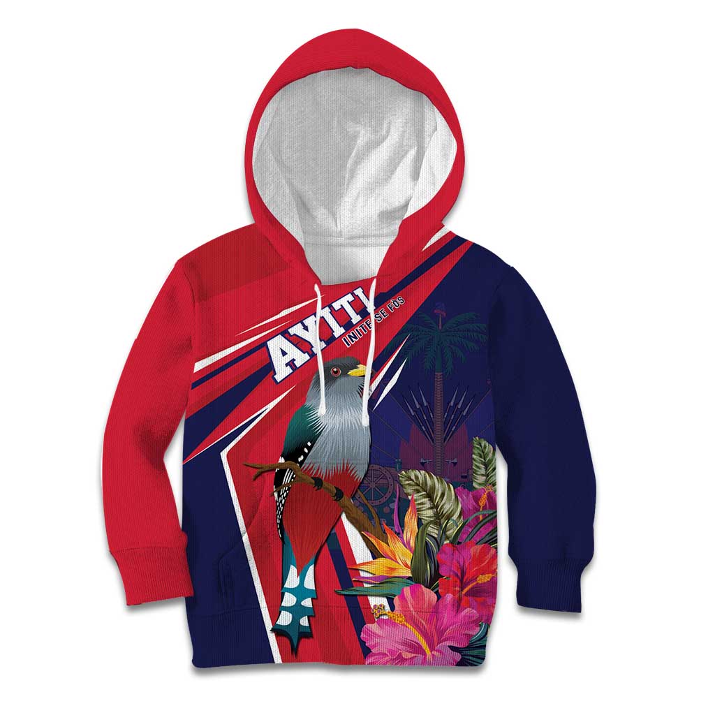 Haiti Personalized Kid Hoodie Hispaniolan Trogon Tropical Vibes