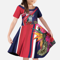 Haiti Personalized Kid Short Sleeve Dress Hispaniolan Trogon Tropical Vibes