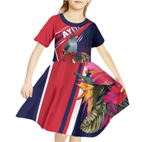 Haiti Personalized Kid Short Sleeve Dress Hispaniolan Trogon Tropical Vibes