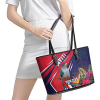 Haiti Personalized Leather Tote Bag Hispaniolan Trogon Tropical Vibes