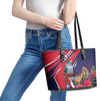 Haiti Personalized Leather Tote Bag Hispaniolan Trogon Tropical Vibes