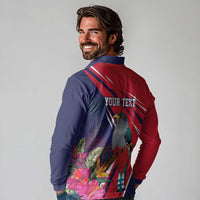 Haiti Personalized Long Sleeve Polo Shirt Hispaniolan Trogon Tropical Vibes
