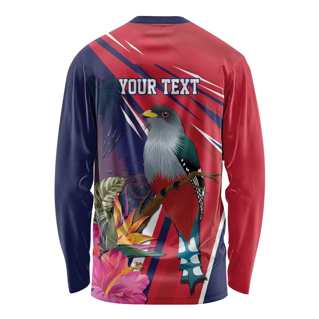 Haiti Personalized Long Sleeve Shirt Hispaniolan Trogon Tropical Vibes