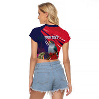 Haiti Personalized Raglan Cropped T Shirt Hispaniolan Trogon Tropical Vibes