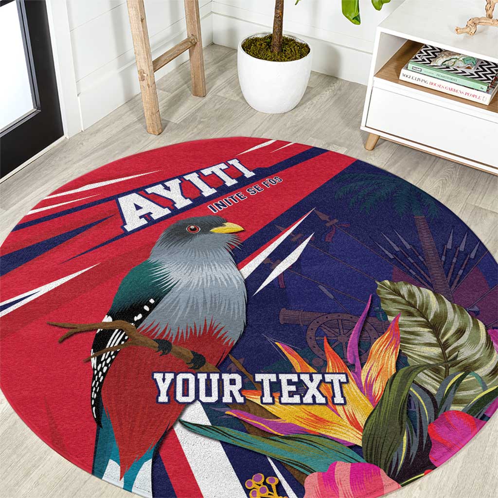 Haiti Personalized Round Carpet Hispaniolan Trogon Tropical Vibes