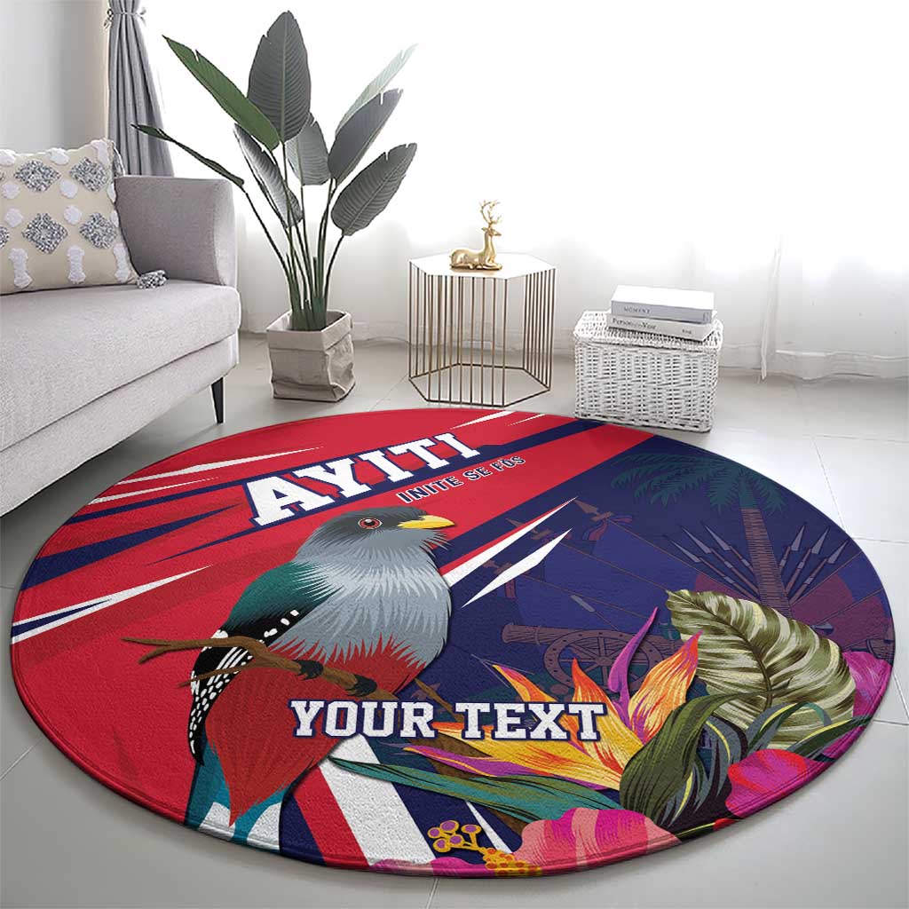 Haiti Personalized Round Carpet Hispaniolan Trogon Tropical Vibes
