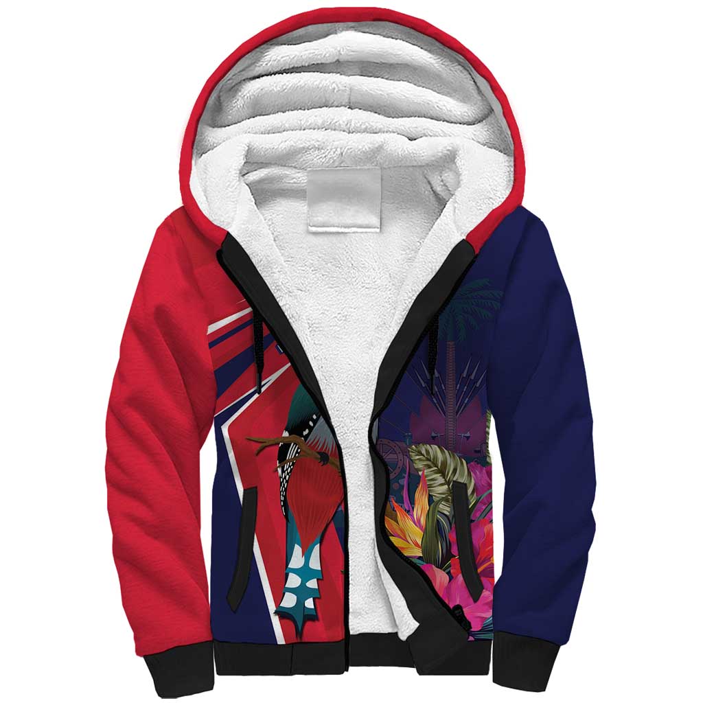 Haiti Personalized Sherpa Hoodie Hispaniolan Trogon Tropical Vibes
