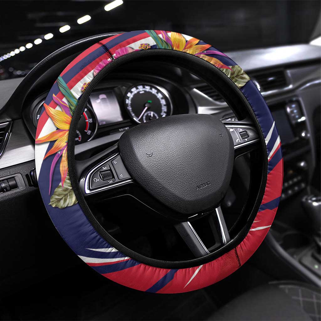Haiti Steering Wheel Cover Hispaniolan Trogon Tropical Vibes