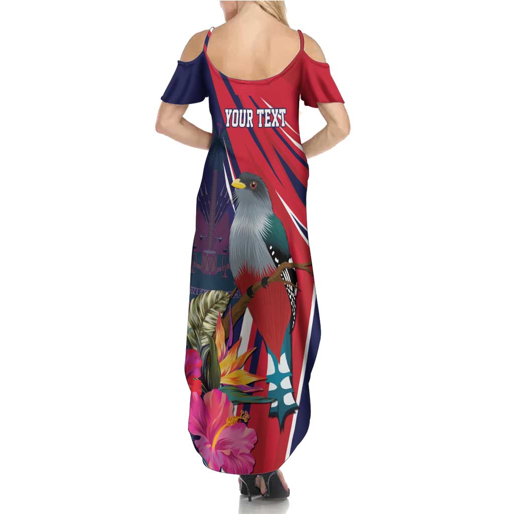 Haiti Personalized Summer Maxi Dress Hispaniolan Trogon Tropical Vibes