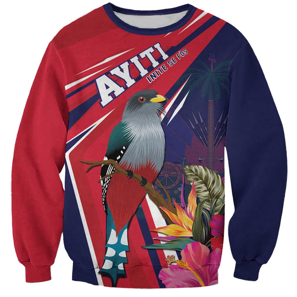 Haiti Personalized Sweatshirt Hispaniolan Trogon Tropical Vibes