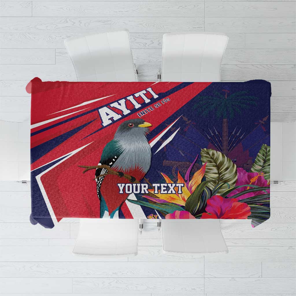 Haiti Personalized Tablecloth Hispaniolan Trogon Tropical Vibes