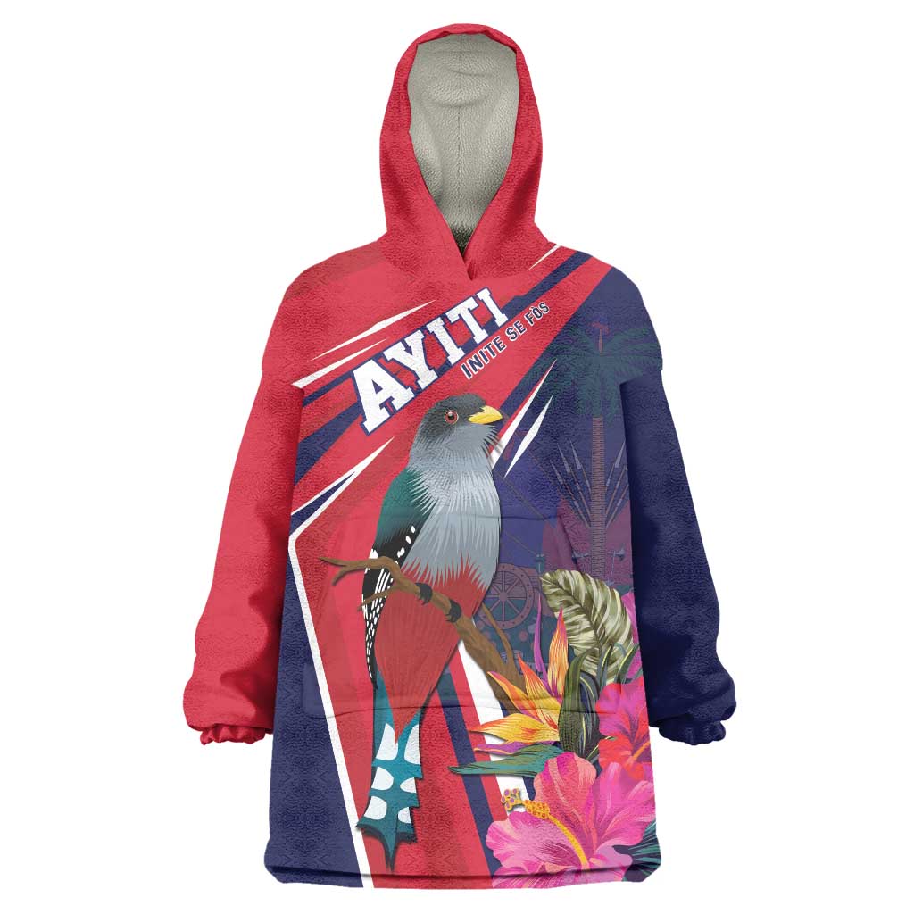 Haiti Personalized Wearable Blanket Hoodie Hispaniolan Trogon Tropical Vibes