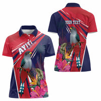 Haiti Personalized Women Polo Shirt Hispaniolan Trogon Tropical Vibes