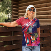 Haiti Personalized Women Polo Shirt Hispaniolan Trogon Tropical Vibes
