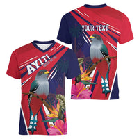 Haiti Personalized Women V-Neck T-Shirt Hispaniolan Trogon Tropical Vibes