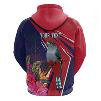 Haiti Personalized Zip Hoodie Hispaniolan Trogon Tropical Vibes