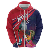 Haiti Personalized Zip Hoodie Hispaniolan Trogon Tropical Vibes