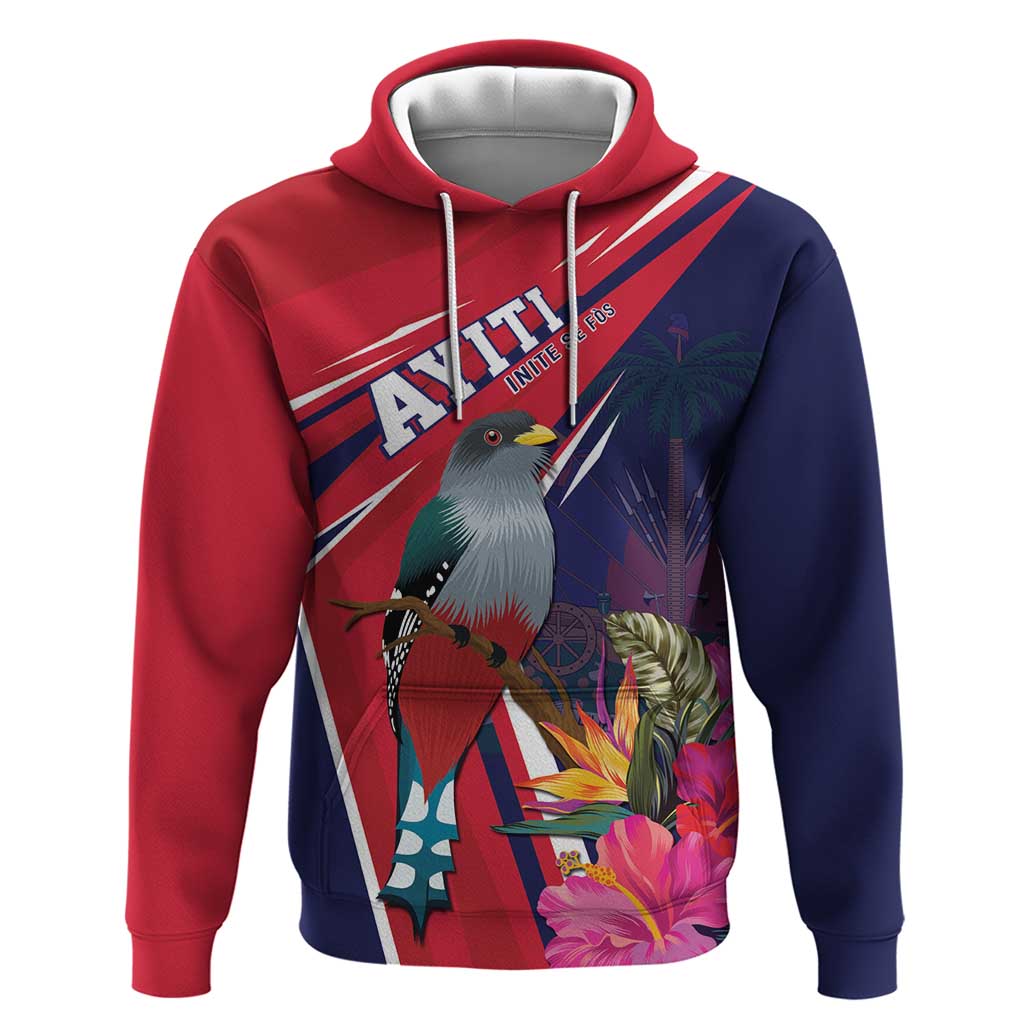 Haiti Personalized Zip Hoodie Hispaniolan Trogon Tropical Vibes