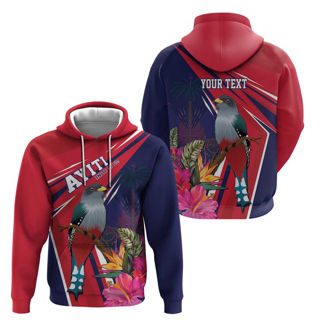 Haiti Personalized Zip Hoodie Hispaniolan Trogon Tropical Vibes