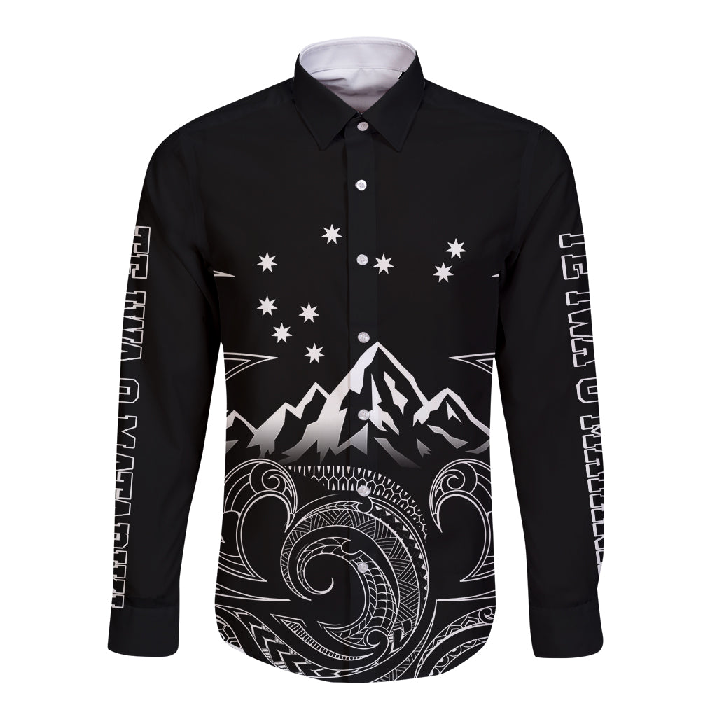New Zealand Long Sleeve Button Shirt Maori Te Iwa o Matariki - Wonder Print Shop
