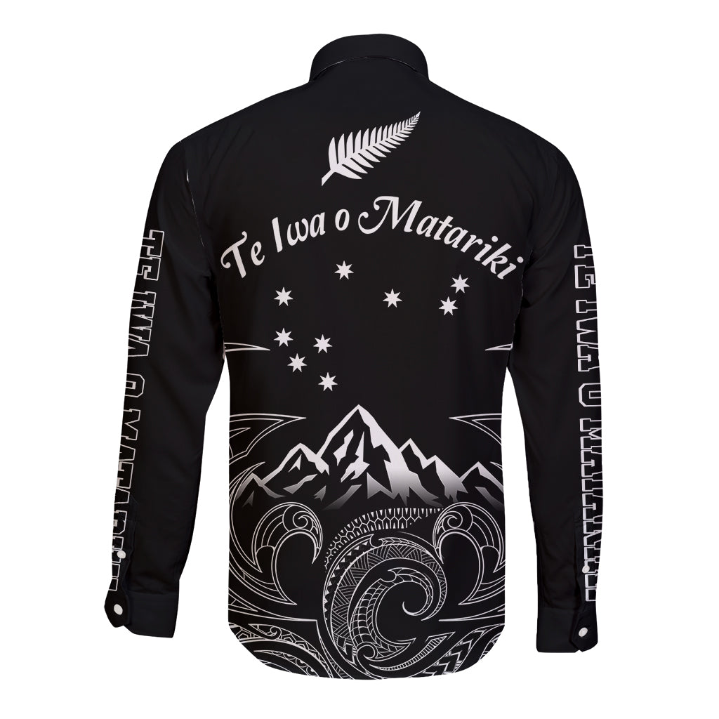 New Zealand Long Sleeve Button Shirt Maori Te Iwa o Matariki - Wonder Print Shop