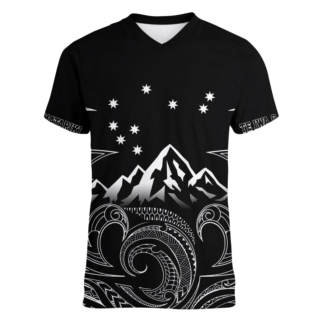 New Zealand Women V Neck T Shirt Maori Te Iwa o Matariki - Wonder Print Shop