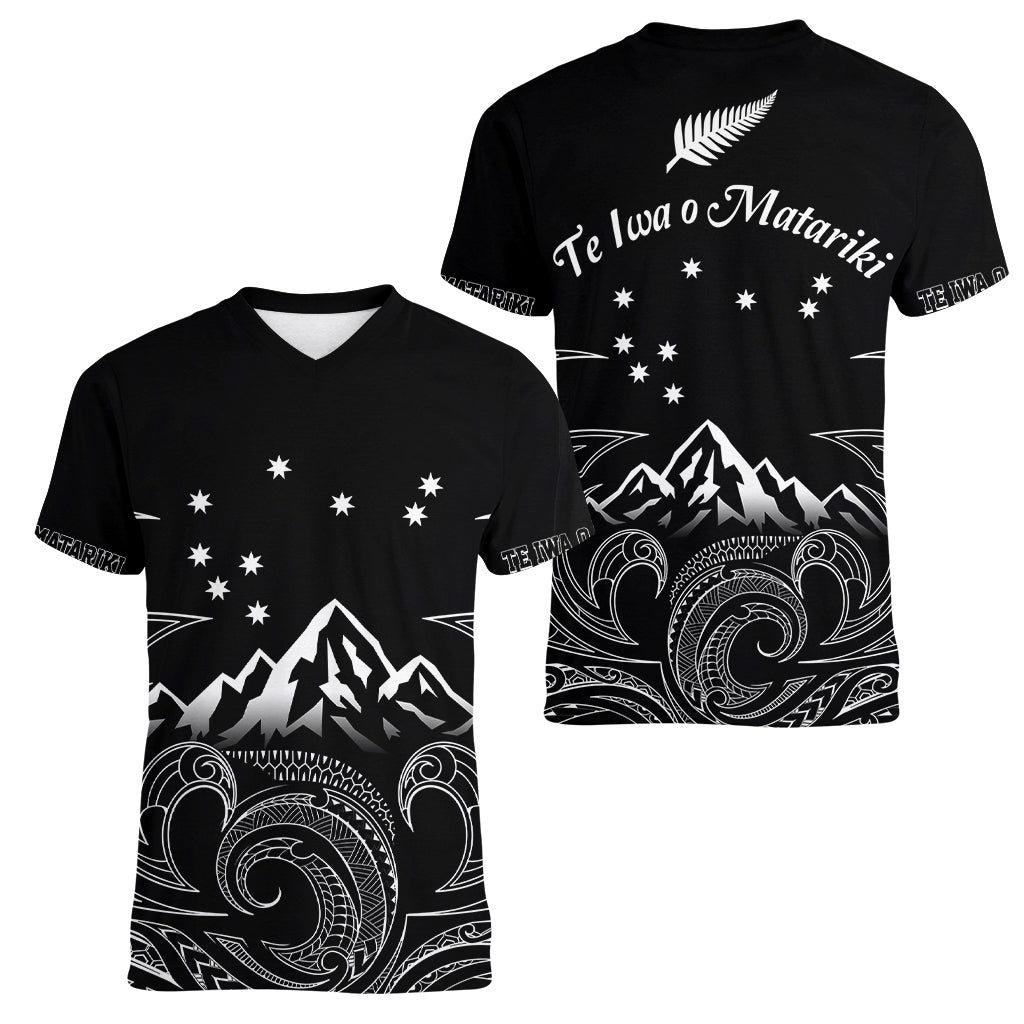 New Zealand Women V Neck T Shirt Maori Te Iwa o Matariki - Wonder Print Shop