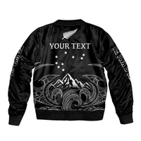 Peronsalised New Zealand Sleeve Zip Bomber Jacket Maori Te Iwa o Matariki - Wonder Print Shop