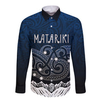 Peronsalised New Zealand Long Sleeve Button Shirt Matariki Maori Patterns - Gradient - Wonder Print Shop