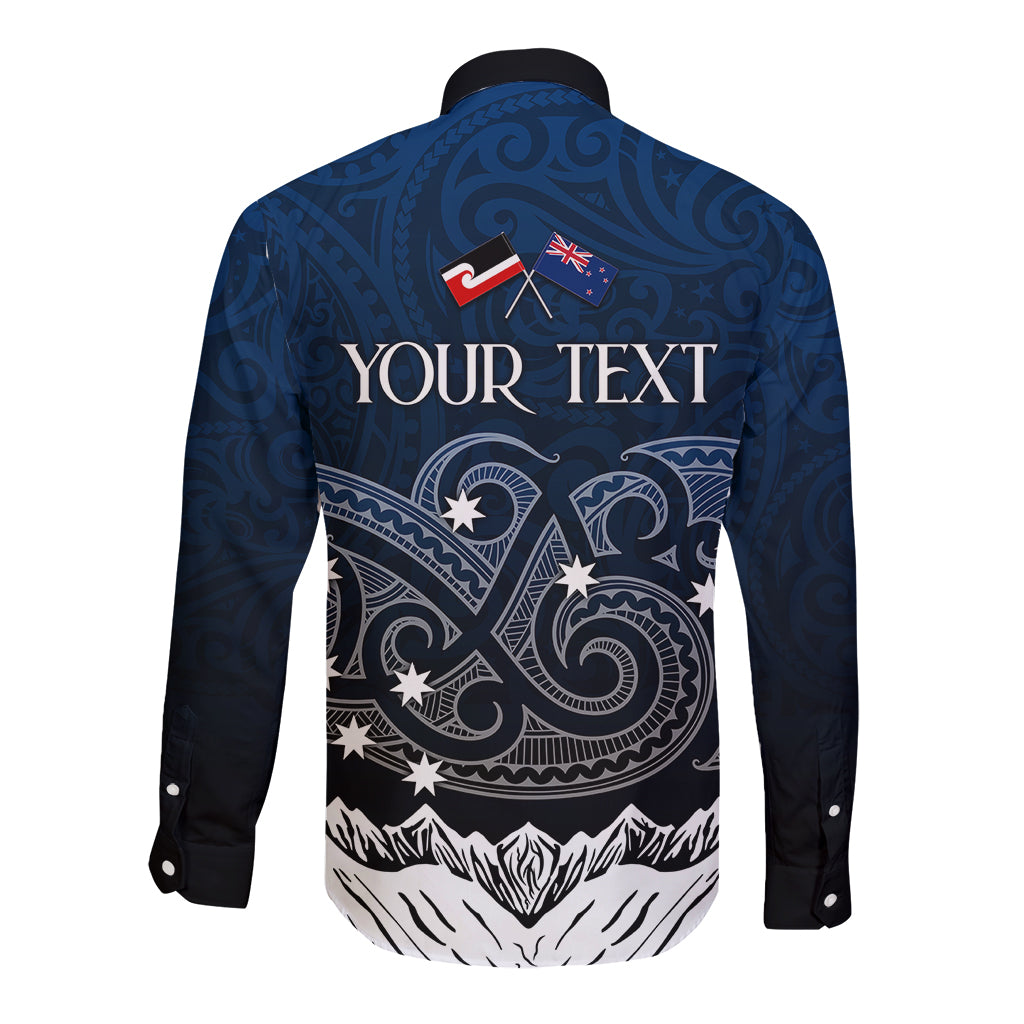 Peronsalised New Zealand Long Sleeve Button Shirt Matariki Maori Patterns - Gradient - Wonder Print Shop