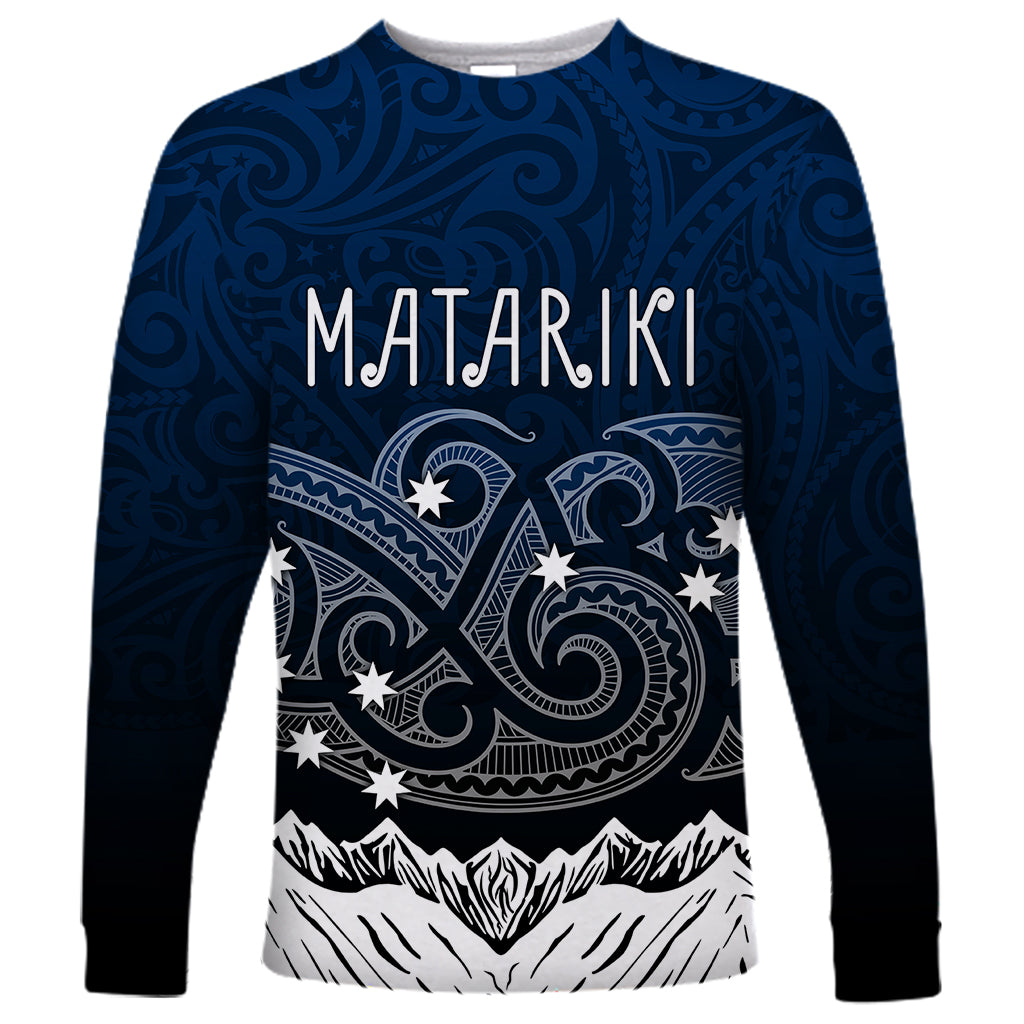 Peronsalised New Zealand Long Sleeve Shirt Matariki Maori Patterns - Gradient - Wonder Print Shop