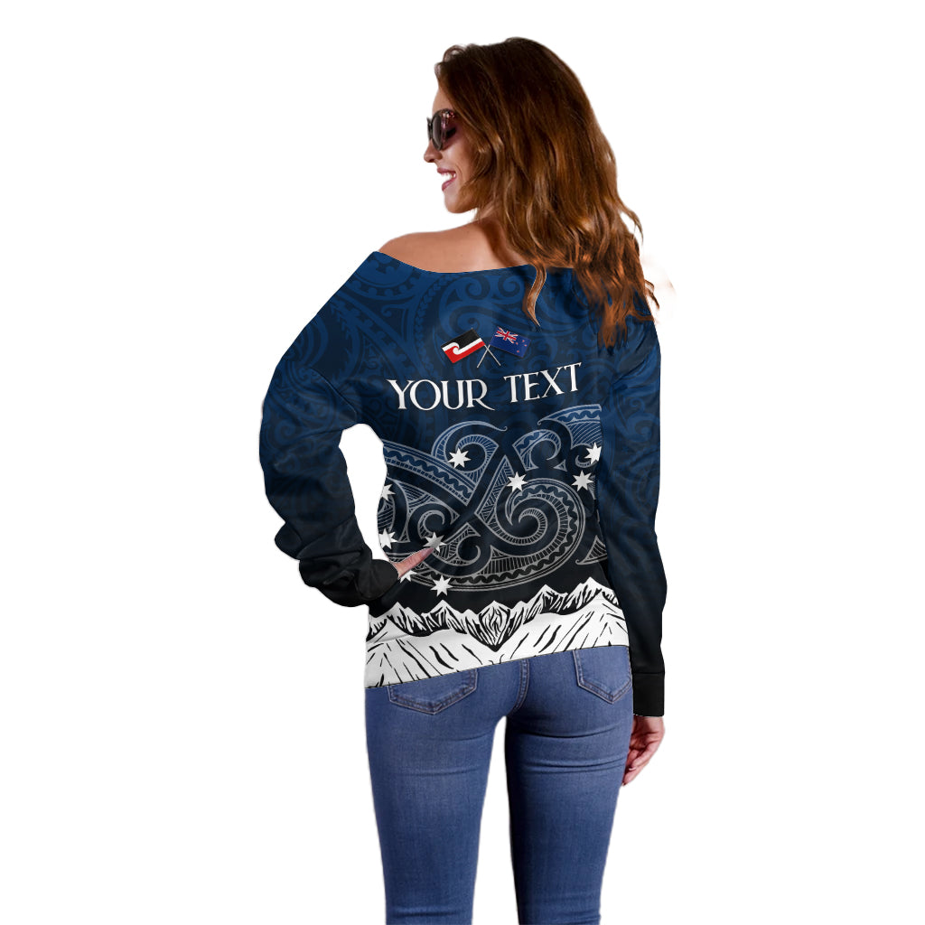 Peronsalised New Zealand Off Shoulder Sweater Matariki Maori Patterns - Gradient - Wonder Print Shop