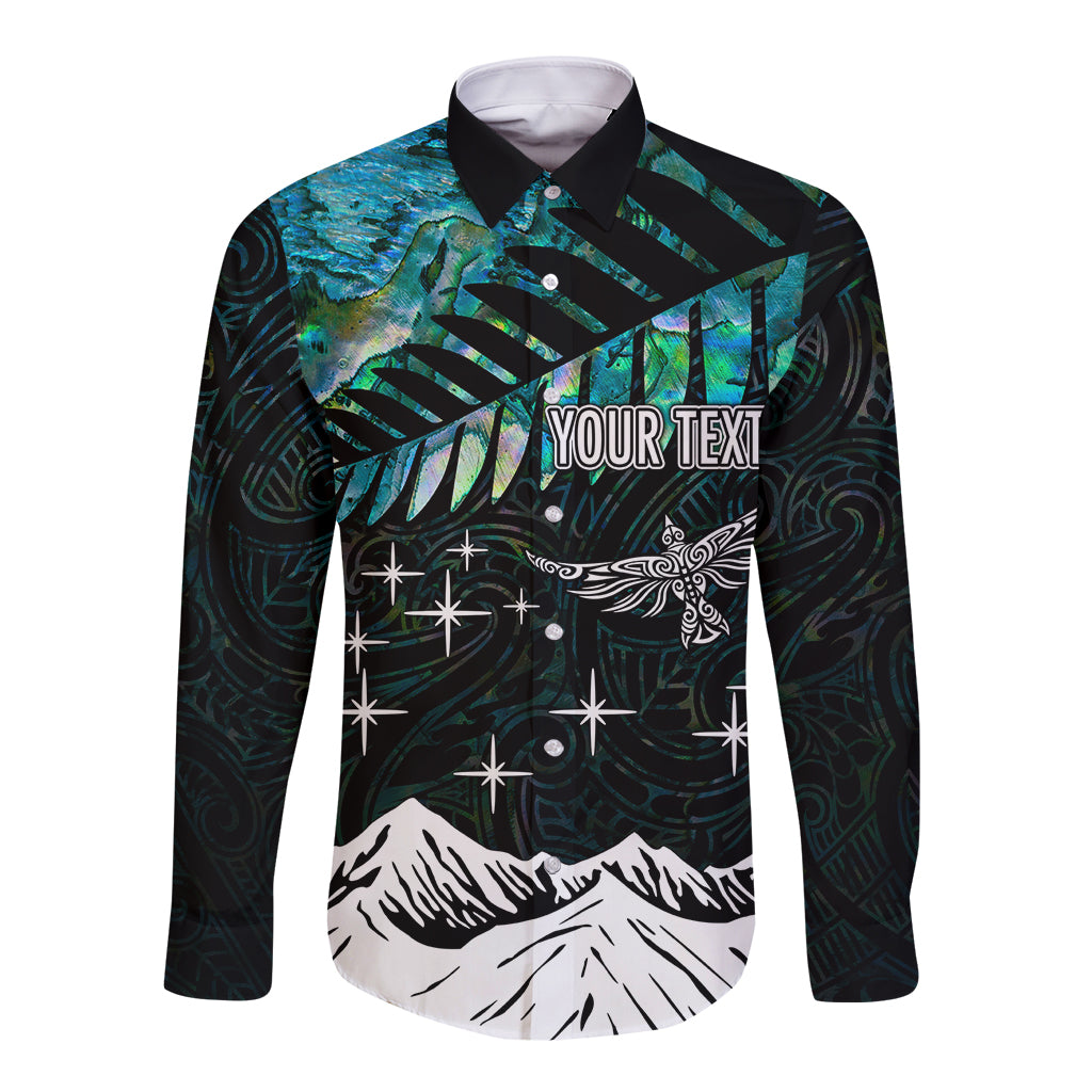 Personalised Maori New Year Long Sleeve Button Shirt Matariki Mix Paua Shell - Wonder Print Shop
