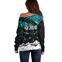 Personalised Maori New Year Off Shoulder Sweater Matariki Mix Paua Shell - Wonder Print Shop