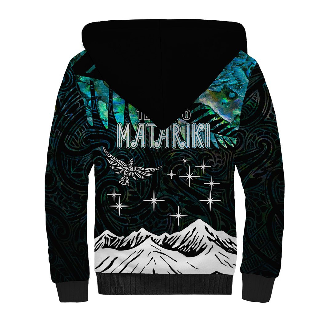 Personalised Maori New Year Sherpa Hoodie Matariki Mix Paua Shell - Wonder Print Shop