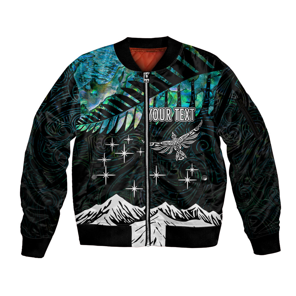 Personalised Maori New Year Sleeve Zip Bomber Jacket Matariki Mix Paua Shell - Wonder Print Shop