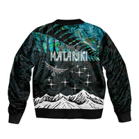 Personalised Maori New Year Sleeve Zip Bomber Jacket Matariki Mix Paua Shell - Wonder Print Shop