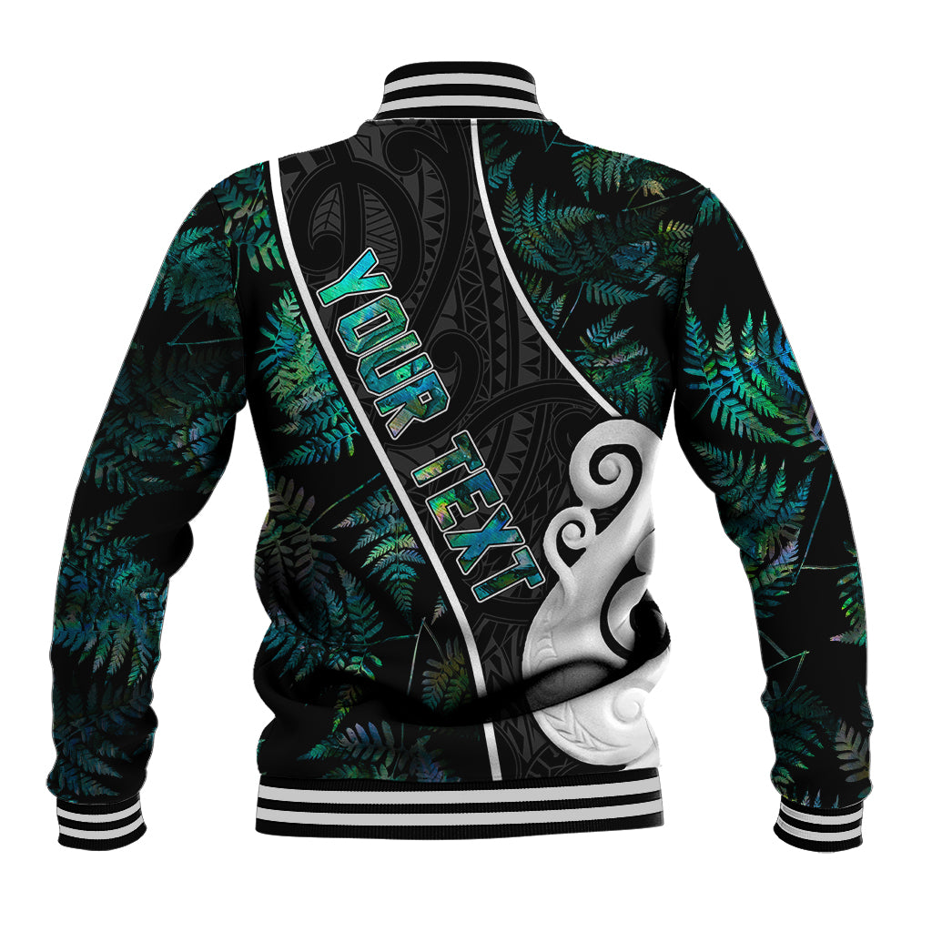Personalised New Zealand Baseball Jacket Paua Shell Maori Manaia with Silver Ferns LT7 - Wonder Print Shop