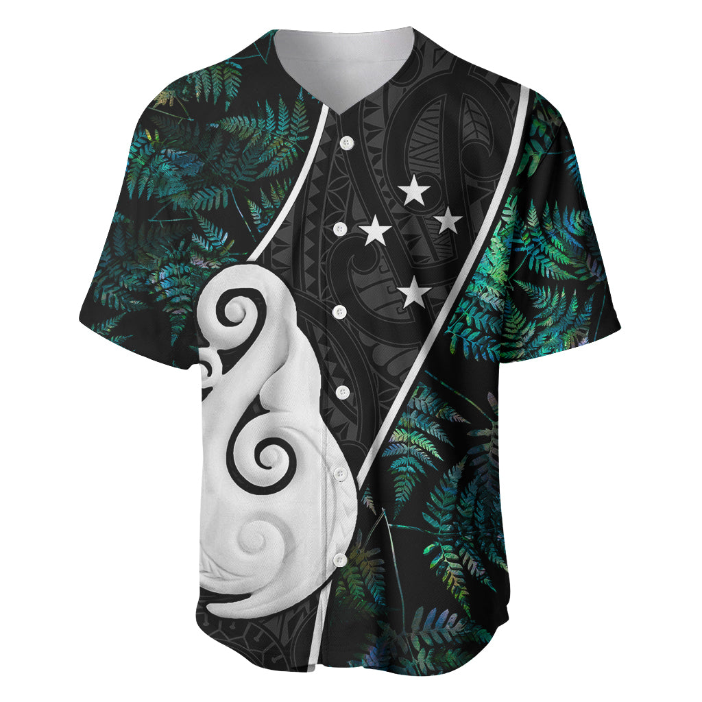 Personalised New Zealand Baseball Jersey Paua Shell Maori Manaia with Silver Ferns LT7 - Wonder Print Shop