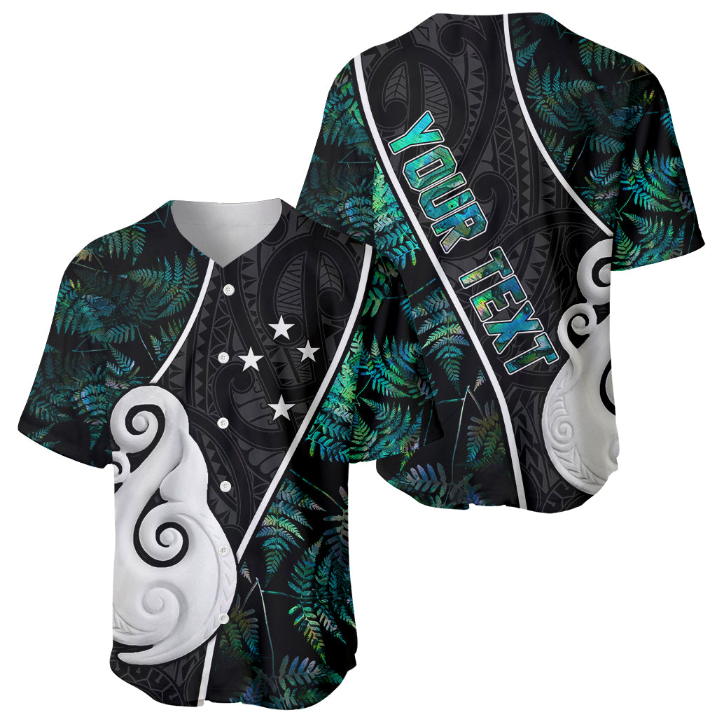 Personalised New Zealand Baseball Jersey Paua Shell Maori Manaia with Silver Ferns LT7 - Wonder Print Shop