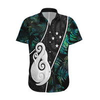 Personalised New Zealand Hawaiian Shirt Paua Shell Maori Manaia with Silver Ferns - Wonder Print Shop