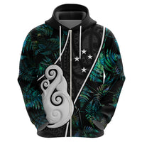 Personalised New Zealand Hoodie Paua Shell Maori Manaia with Silver Ferns - Wonder Print Shop