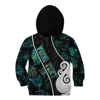 Personalised New Zealand Kid Hoodie Paua Shell Maori Manaia with Silver Ferns - Wonder Print Shop