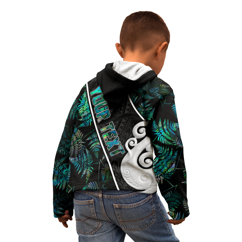 Personalised New Zealand Kid Hoodie Paua Shell Maori Manaia with Silver Ferns - Wonder Print Shop