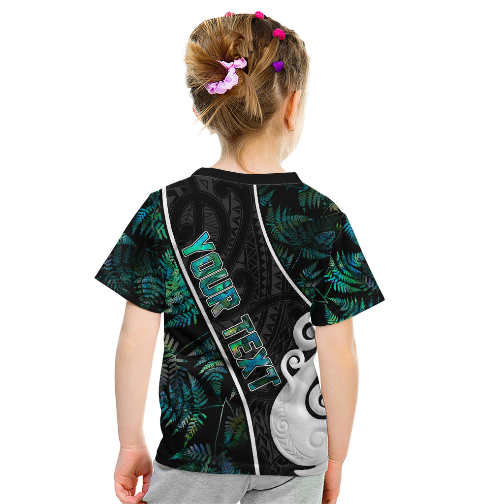 Peronsalised New Zealand Kid T Shirt Paua Shell Maori Manaia with Silver Ferns - Wonder Print Shop