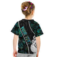Peronsalised New Zealand Kid T Shirt Paua Shell Maori Manaia with Silver Ferns - Wonder Print Shop